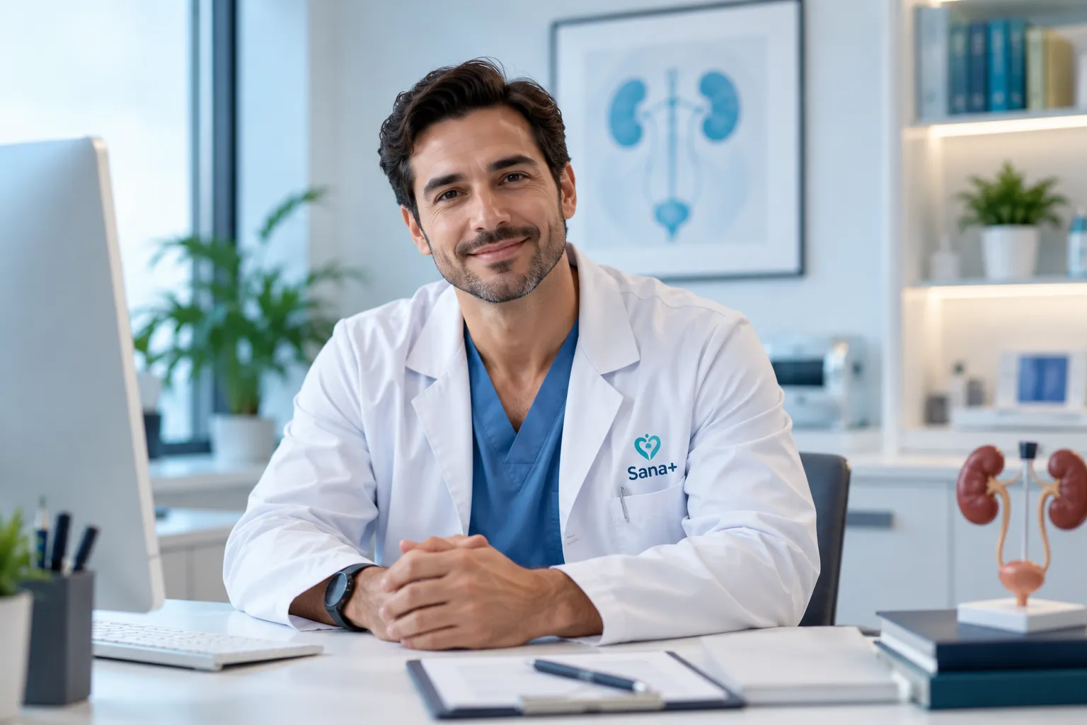 Dr. Ricardo Morales sentado en su escritorio